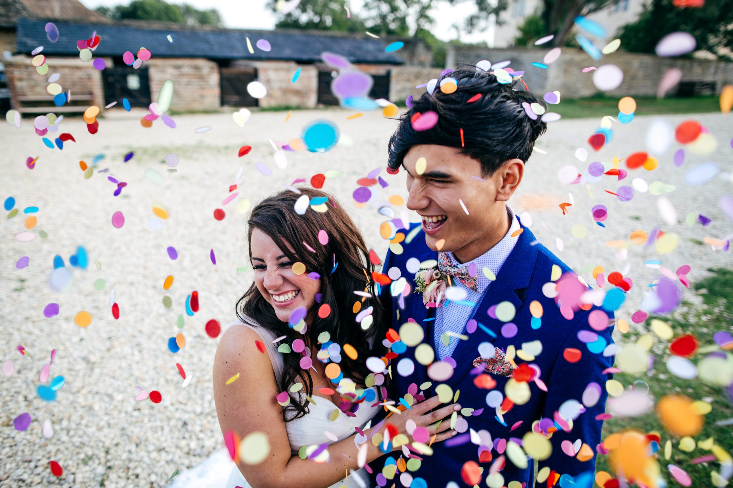 Overcome Awkwardness and just enjoy yourself colourful confetti shot