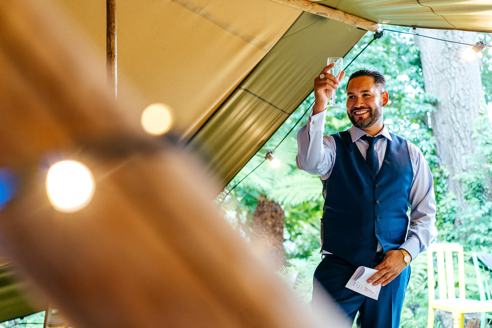 Brother toasts the Bride and Groom during heartfelt speech